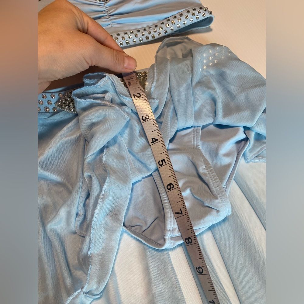 Body wrapper solo custom lyrical Dance 2 piece illusion blue maxi Skirt MC 8/10 - Picture 8 of 16
